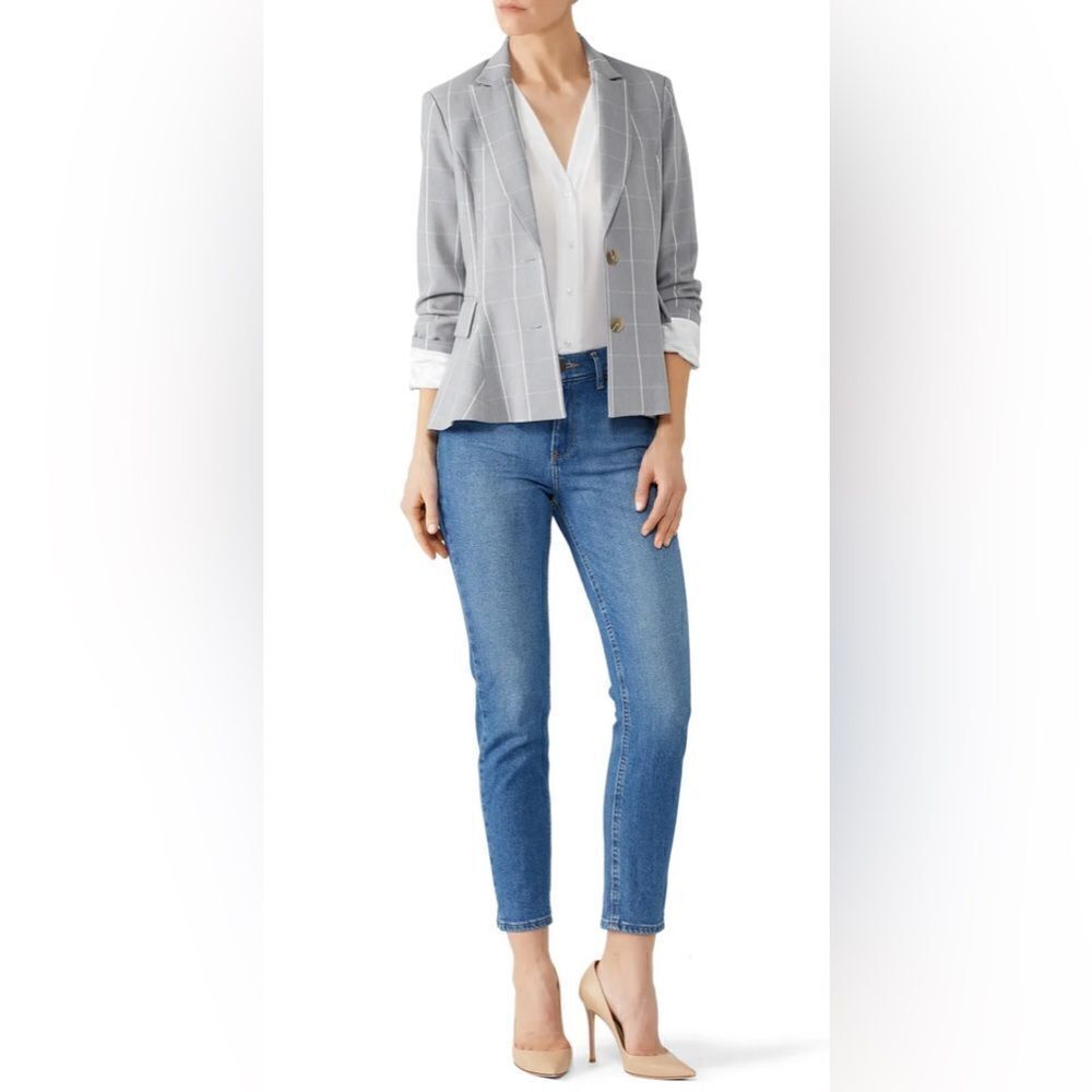 RACHEL ROY COLLECTION Windowpane Asymmetric Blazer Size 0